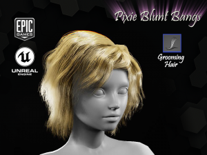 pixie blunt bangs grooming real-time hairstyle unreal engine 4 3D 모델