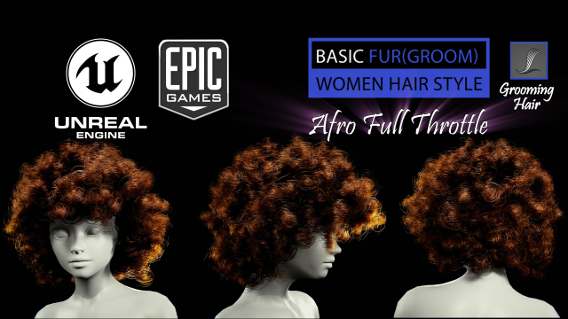 afro full throttle grooming real-time hairstyle unreal engine 4 Modèle 3D .c4d .max .obj .3ds .fbx .stl .blend 