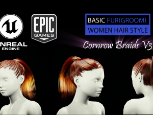 cornrow braids v3 styles groom for ue4 3D Model