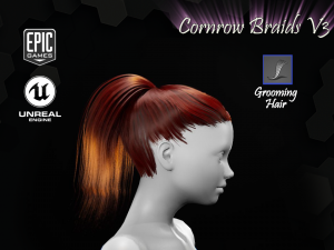 cornrow braids v3 styles groom for ue4 3D Model