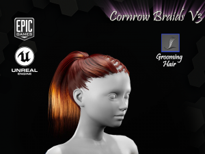 cornrow braids v3 styles groom for ue4 3D Model