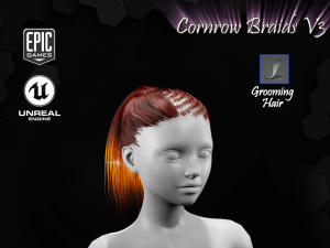 cornrow braids v3 styles groom for ue4 3D Model