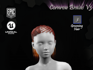 cornrow braids v3 styles groom for ue4 3D Model