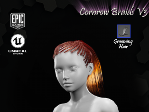 cornrow braids v3 styles groom for ue4 3D Model