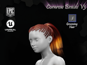 cornrow braids v3 styles groom for ue4 3D Model