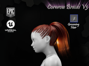 cornrow braids v3 styles groom for ue4 3D Model