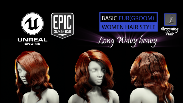 long wavy heavy grooming real-time hairstyle unreal engine 4 3D मॉडल .c4d .max .obj .3ds .fbx .stl .blend 