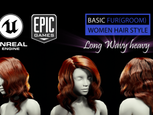 long wavy heavy grooming real-time hairstyle unreal engine 4 3D Model