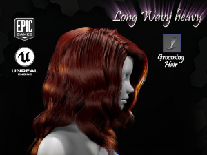 long wavy heavy grooming real-time hairstyle unreal engine 4 3D मॉडल