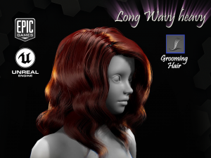 long wavy heavy grooming real-time hairstyle unreal engine 4 3D मॉडल