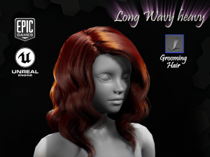long wavy heavy grooming real-time hairstyle unreal engine 4 3D मॉडल