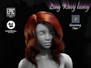 long wavy heavy grooming real-time hairstyle unreal engine 4 3D मॉडल