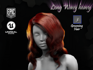 long wavy heavy grooming real-time hairstyle unreal engine 4 3D मॉडल
