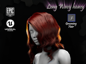 long wavy heavy grooming real-time hairstyle unreal engine 4 3D मॉडल