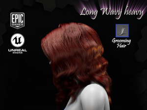 long wavy heavy grooming real-time hairstyle unreal engine 4 3D मॉडल
