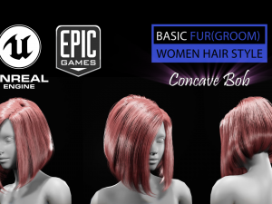 concave bob grooming real-time hairstyle unreal engine 4 3D Model
