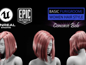 cekung bob perawatan gaya rambut real-time mesin yang tidak nyata 4 Model 3D