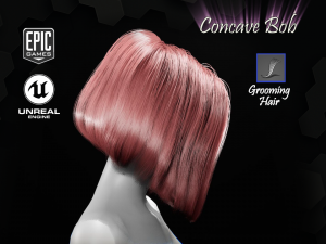 concave bob grooming real-time hairstyle unreal engine 4 Model 3D