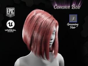 concave bob grooming real-time hairstyle unreal engine 4 Model 3D