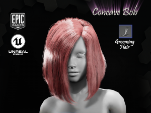 concave bob grooming real-time hairstyle unreal engine 4 Model 3D