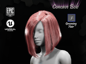concave bob grooming real-time hairstyle unreal engine 4 Model 3D