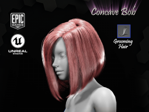 concave bob grooming real-time hairstyle unreal engine 4 Model 3D