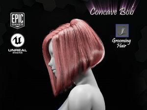 concave bob grooming real-time hairstyle unreal engine 4 Model 3D