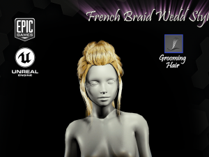 french braid ponytail wedd style v2 groom for ue4 3D-Modell