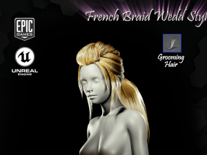 french braid ponytail wedd style v2 groom for ue4 3D-Modell