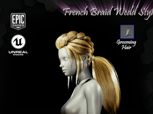 french braid ponytail wedd style v2 groom for ue4 3D-Modell