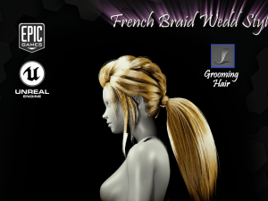 french braid ponytail wedd style v2 groom for ue4 3D-Modell
