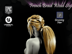 french braid ponytail wedd style v2 groom for ue4 3D-Modell