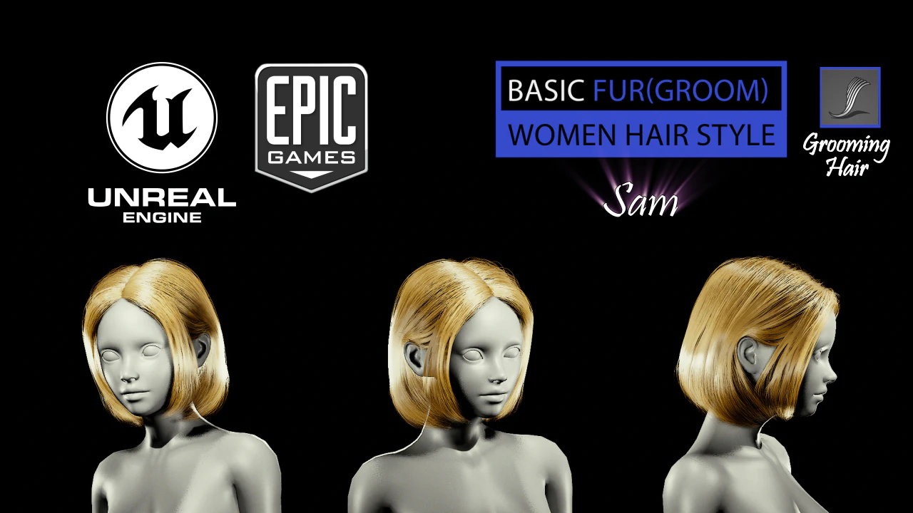 sam grooming real-time hairstyle unreal engine 46 3D Model .c4d .max .obj .3ds .fbx .stl .blend 