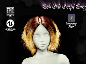 bob side swept bangs grooming real-time hairstyle unreal engine 4 3D Model