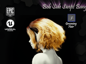 bob side swept bangs grooming real-time hairstyle unreal engine 4 Modèle 3D