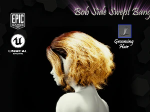 bob side swept bangs grooming real-time hairstyle unreal engine 4 3D Model
