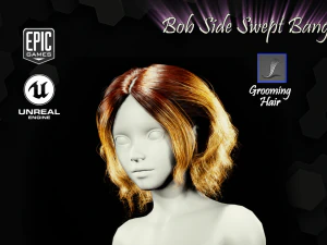 bob side swept bangs grooming real-time hairstyle unreal engine 4 3D Model