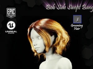 bob side swept bangs grooming real-time hairstyle unreal engine 4 3D Model