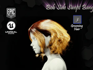 bob side swept bangs grooming real-time hairstyle unreal engine 4 3D Model