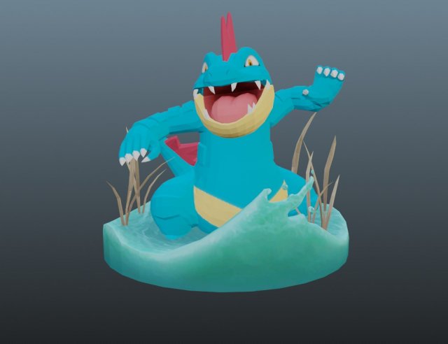 pokemon feraligatr 3D-printmodel .c4d .max .obj .3ds .fbx .stl .blend 