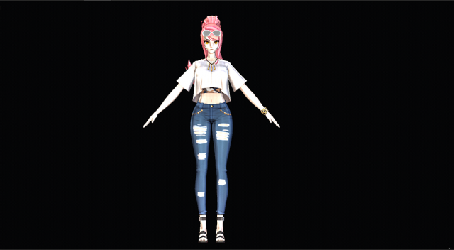 Female Cartoon Character 3D Model .c4d .max .obj .3ds .fbx .stl .blend 