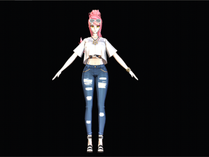Female Cartoon Character 3D Модель