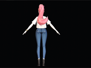 Female Cartoon Character 3D Model