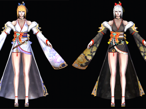 Two Color Female Princess Character 3D Модель