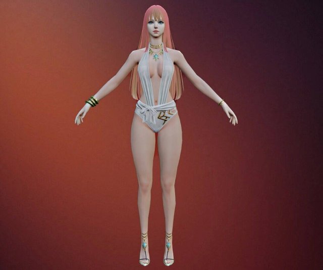 Female Swimsuit Character 3D Model .c4d .max .obj .3ds .fbx .stl .blend 