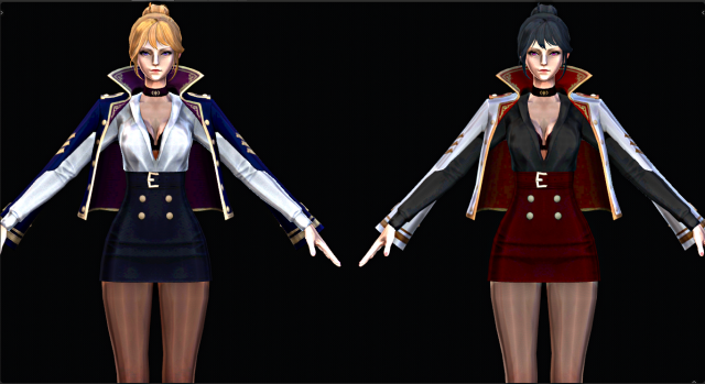Two Color Female Character Model 3D .c4d .max .obj .3ds .fbx .stl .blend 