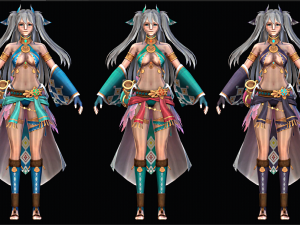 Three Color Female Character 3D Модель