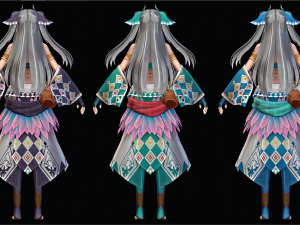 Three Color Female Character 3D Model