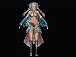 Three Color Female Character 3D Model