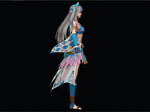 Three Color Female Character 3D Model